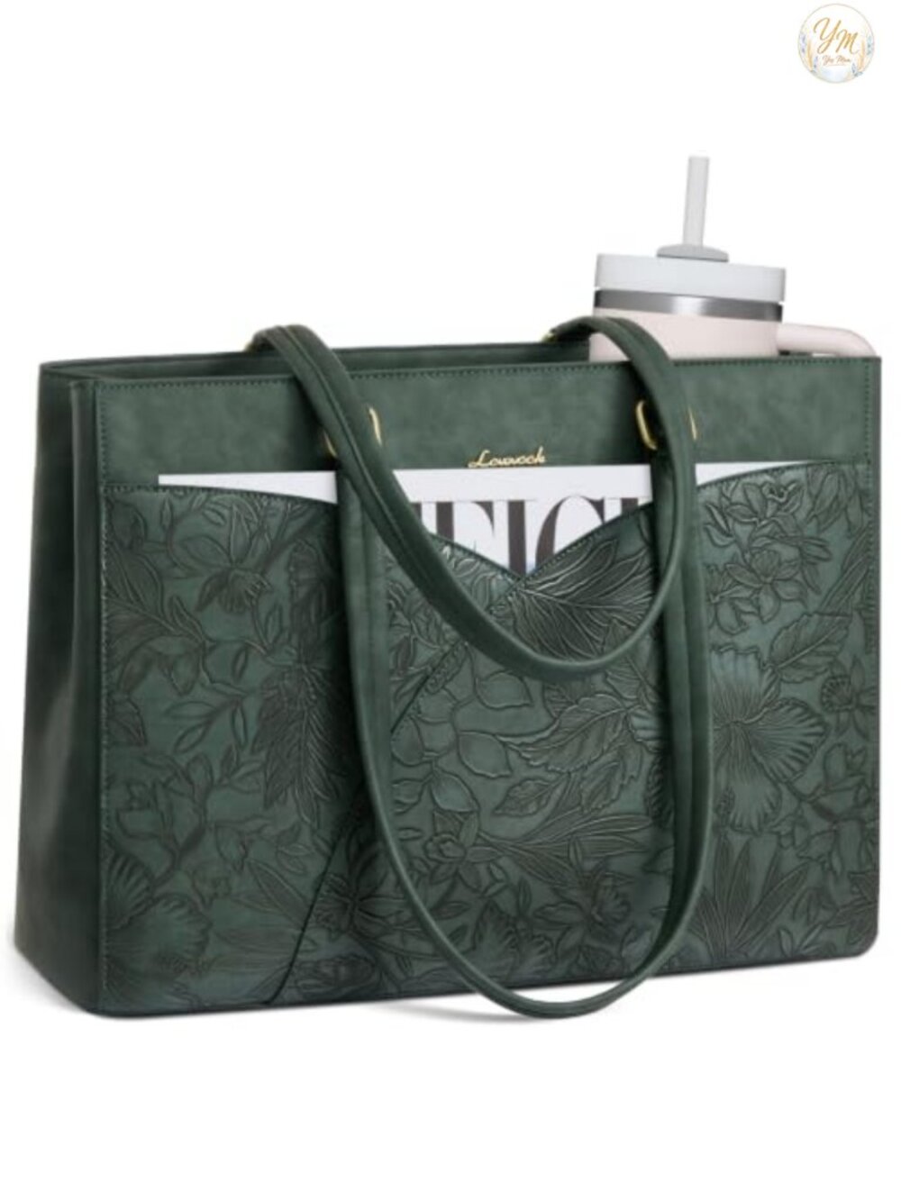 Genuine Leather Laptop Tote Bag for Women 15.6 Inch Work Briefcase with Padded